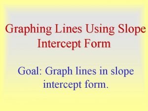 Graphing Lines Using Slope Intercept Form Goal Graph
