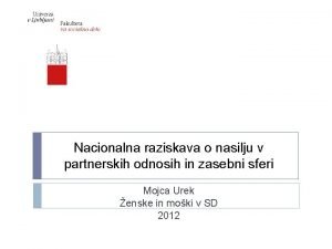 Nacionalna raziskava o nasilju v partnerskih odnosih in