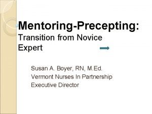 MentoringPrecepting Transition from Novice Expert Susan A Boyer