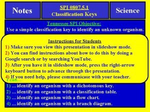 Notes SPI 0807 5 1 Classification Keys Science