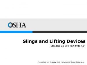 Slings and Lifting Devices Standard 29 CFR Part