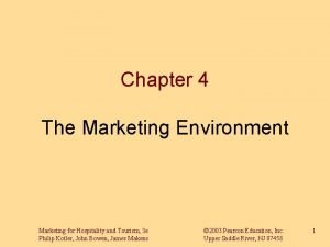 Chapter 4 The Marketing Environment Marketing for Hospitality