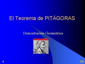 El Teorema de PITGORAS Demostracin Geomtrica Introduccin Cuenta