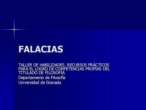 FALACIAS TALLER DE HABILIDADES RECURSOS PRCTICOS PARA EL