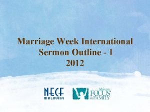 Marriage sermon outline