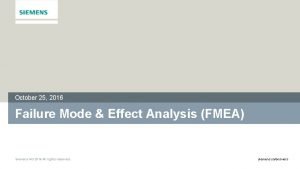 October 25 2016 Failure Mode Effect Analysis FMEA