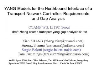 YANG Models for the Northbound Interface of a