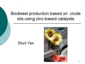 Biodiesel production based on crude oils using zincbased