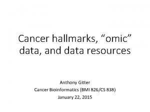 Cancer hallmarks omic data and data resources Anthony