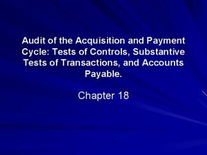 Acquisitions and payments cycle