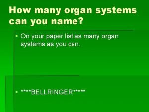 How many organ systems can you name On