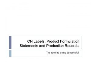 Product formulation statement example