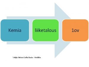 Kemia liiketalous Tekij lehtori Zofia Bazia Hietikko 1