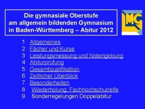 Die gymnasiale Oberstufe am allgemein bildenden Gymnasium in