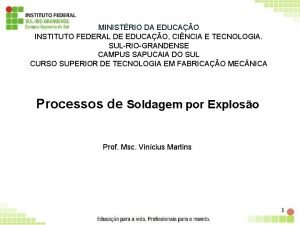 MINISTRIO DA EDUCAO INSTITUTO FEDERAL DE EDUCAO CINCIA