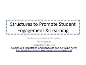 Structures to Promote Student Engagement Learning Golden Apple