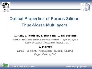 Optical Properties of Porous Silicon ThueMorse Multilayers I