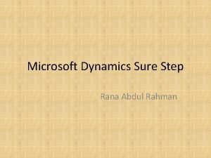 Microsoft dynamics sure step methodology