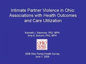 Intimate Partner Violence in Ohio Associations with Health