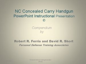 NC Concealed Carry Handgun Power Point Instructional Presentation