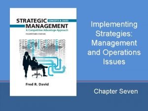 Implementing Strategies Management and Operations Issues Chapter Seven