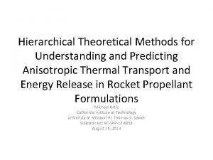 Hierarchical Theoretical Methods for Understanding and Predicting Anisotropic