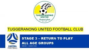 TUGGERANONG UNITED FOOTBALL CLUB STAGE 3 RETURN TO