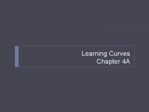 Objectives of learning curve