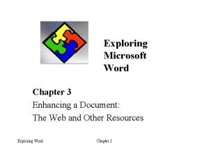 Exploring Microsoft Word Chapter 3 Enhancing a Document