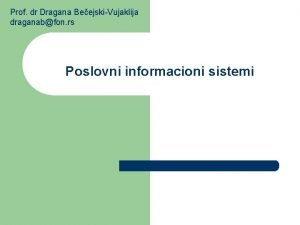 Poslovni informacioni sistemi fon