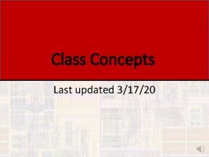 Class Concepts Last updated 31720 Class Concepts Abstraction