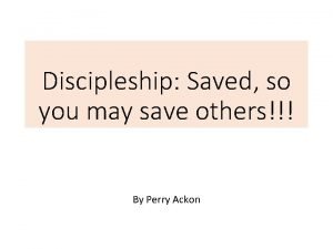 You are saved to save others