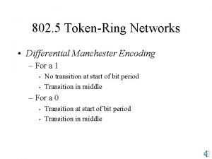 802 5 TokenRing Networks Differential Manchester Encoding For