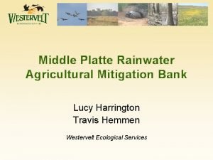 Middle Platte Rainwater Agricultural Mitigation Bank Lucy Harrington