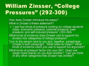 College pressures william zinsser