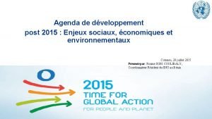 Agenda de dveloppement post 2015 Enjeux sociaux conomiques