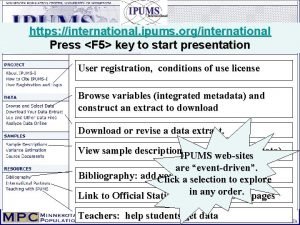 https international ipums orginternational Press F 5 key