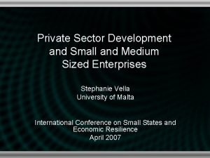 Private Sector Development and Small and Medium Sized