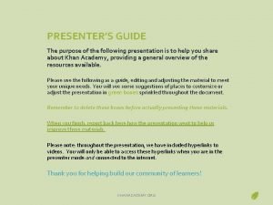 The following presentation