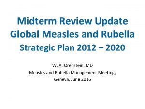 Midterm Review Update Global Measles and Rubella Strategic