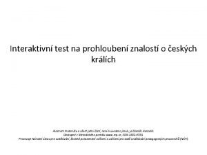 Interaktivn test na prohlouben znalost o eskch krlch