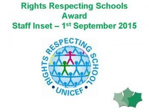 Rights Respecting Schools Award Staff Inset 1 st