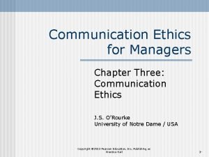 Communication Ethics for Managers Chapter Three Communication Ethics