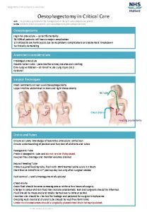 Raigmore Critical Care Guidelines Oesophagectomy in Critical Care