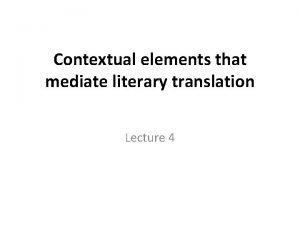 Contextual elements definition