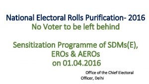 National Electoral Rolls Purification 2016 No Voter to