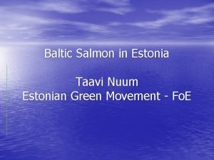 Baltic Salmon in Estonia Taavi Nuum Estonian Green