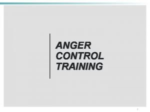ANGER CONTROL TRAINING 1 Theories of Aggression Innate
