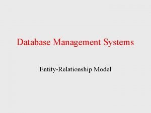 Database Management Systems EntityRelationship Model Database Design Why