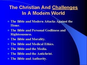 Challenges of christianity in the modern world